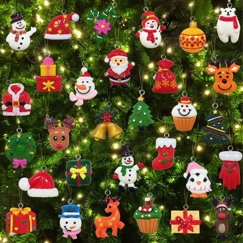 kockuu 30pcs Mini Christmas Ornaments for Mini Tree Decorations Small Christmas Ornaments Resin Miniatures for Craft Christmas Decor - Image 1